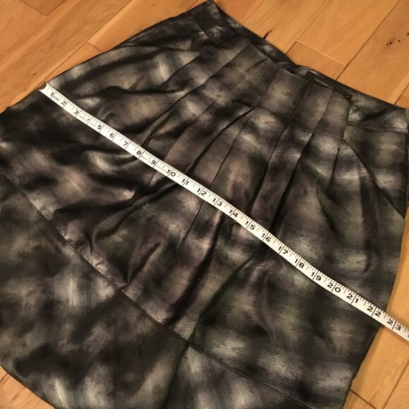 Retro Jacquard Pleated Pocketed Bubble Forest Green Lined Skirt - Picture 13 of 15